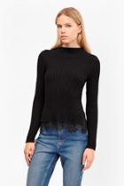 French Connection Nicola Rib Knit Lace Trim Jumper