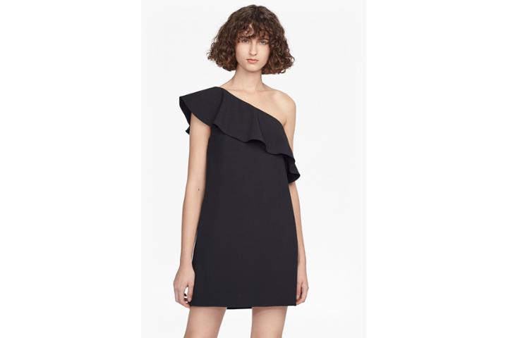 French Connection Whisper Ruth One Shoulder Ruffle Dress