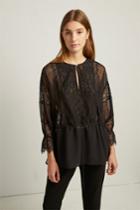 French Connenction Abella Lace Mix Tie Sleeve Blouse