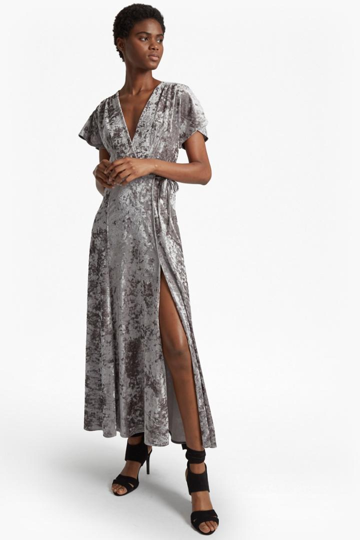 Fcus Aurore Crushed Velvet V-neck Maxi Dress