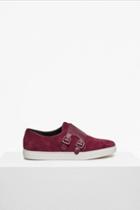 French Connection Braylee Double Buckle Suede Plimsolls