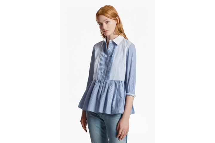 French Connection Nuru Schiffley Striped Peplum Shirt