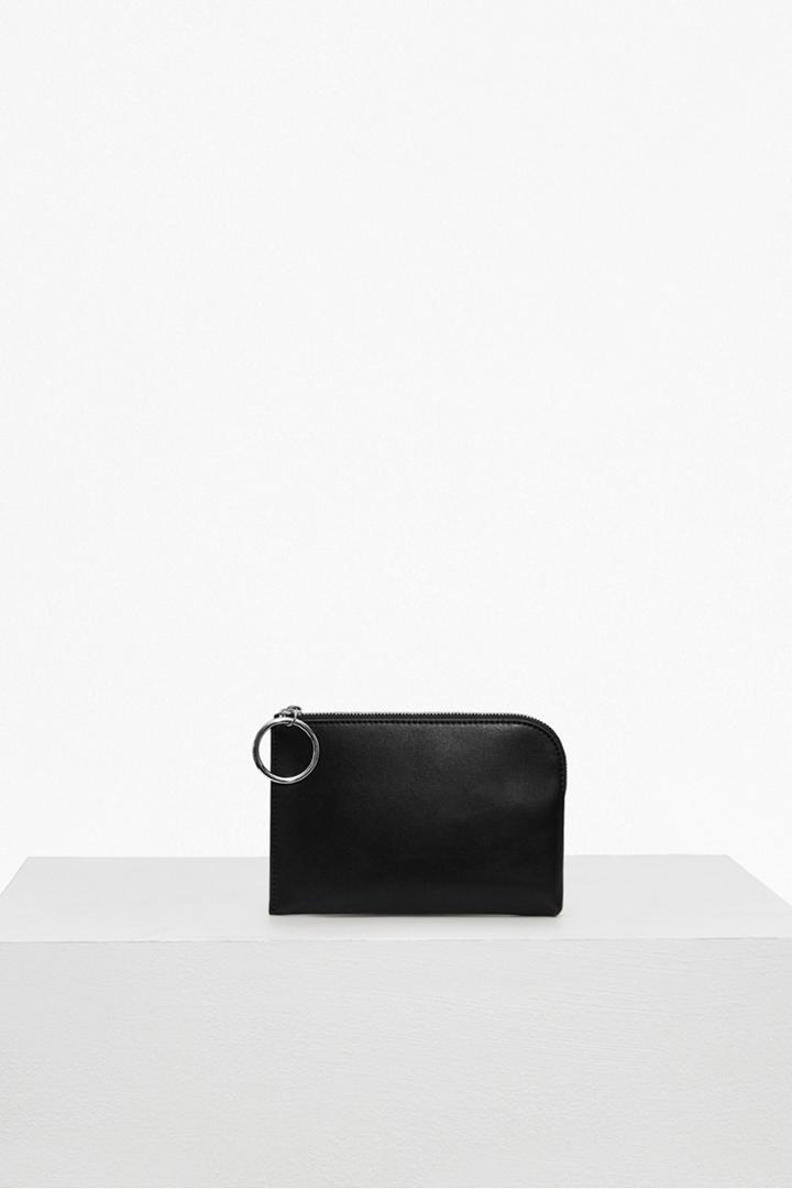 French Connection Oversized Buckle Solid Faux Leather Wallet