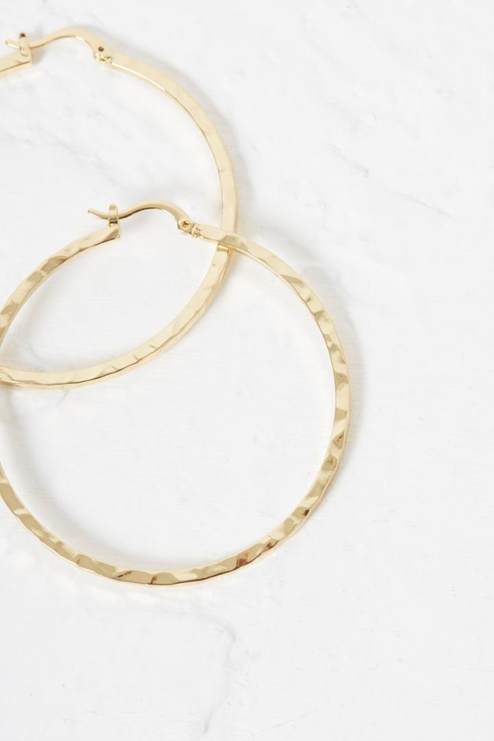 French Connenction Hammered Flat Hoop Earrings