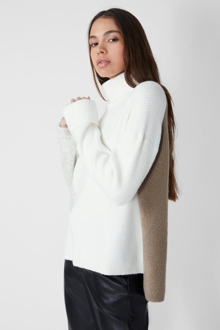 French Connection Flossy High Neck Color Block Sweater