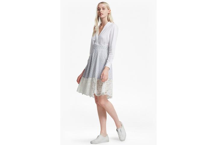 French Connection Oni Lace Mix Flared Cotton Dress