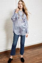 Fcus Katalina Embroidered Stripe Top