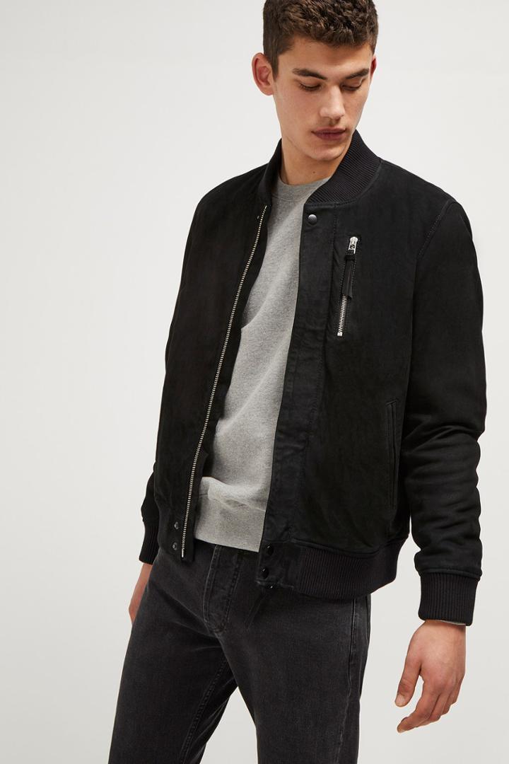 French Connenction Nubuck Leather Bomber Jacket