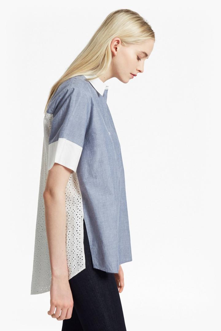 French Connection Kyra Cotton Embroidered Short Sleeve Shirt
