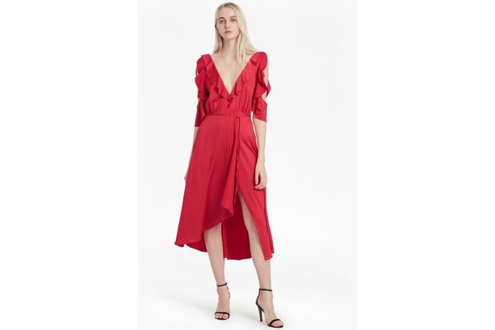 French Connection Maudie Drape Cold Shoulder Dress