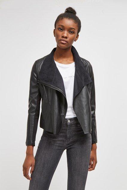 French Connection Armide Pu Waterfall Front Jacket