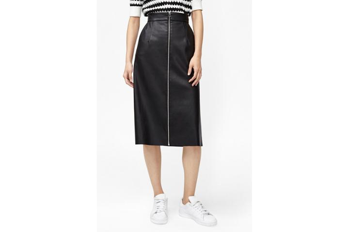 French Connection Atlantic Faux Leather Midi Skirt