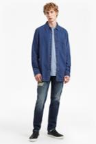 French Connenction Dobby Denim Longline Shirt