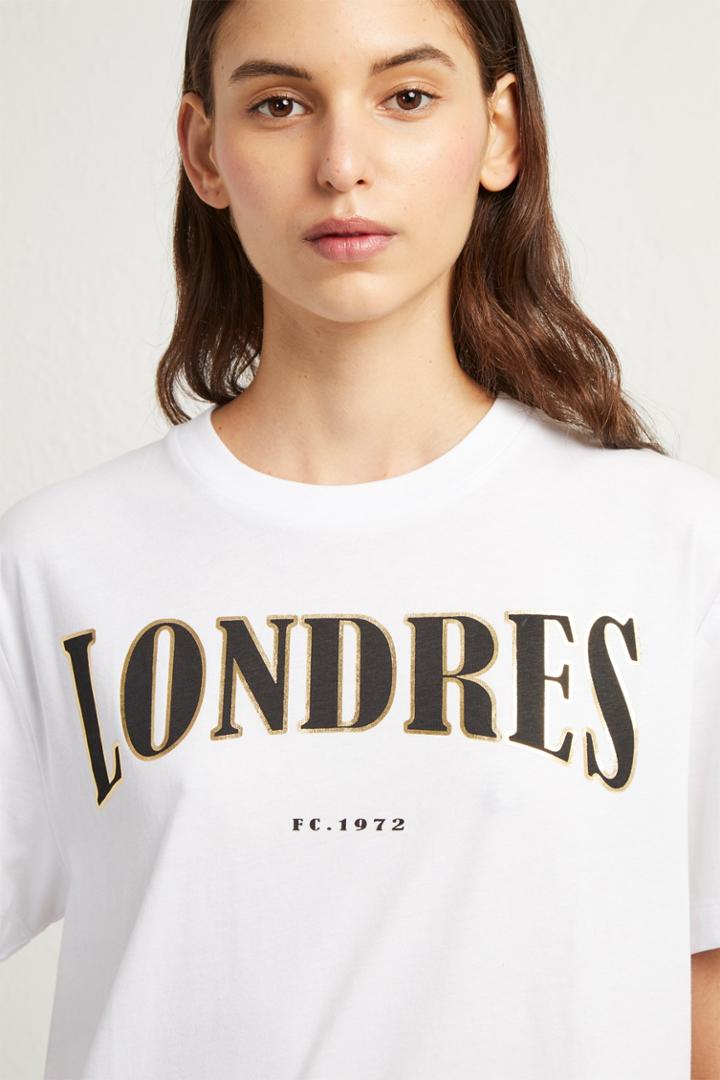 French Connenction Londres Foil Slogan T-shirt