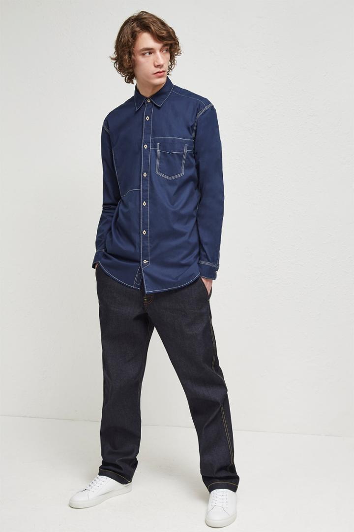 French Connenction Indigo Overwashed Poplin Shirt