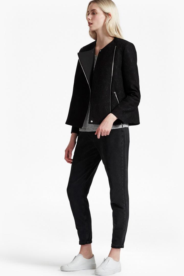 French Connection Delunay Lace Stretch Biker Jacket