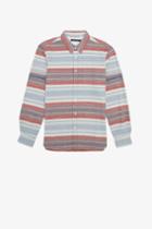  Horizontal Stripe Flannel Shirt