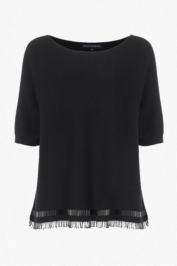 French Connection Embellished Fringe Ribbed Jumper