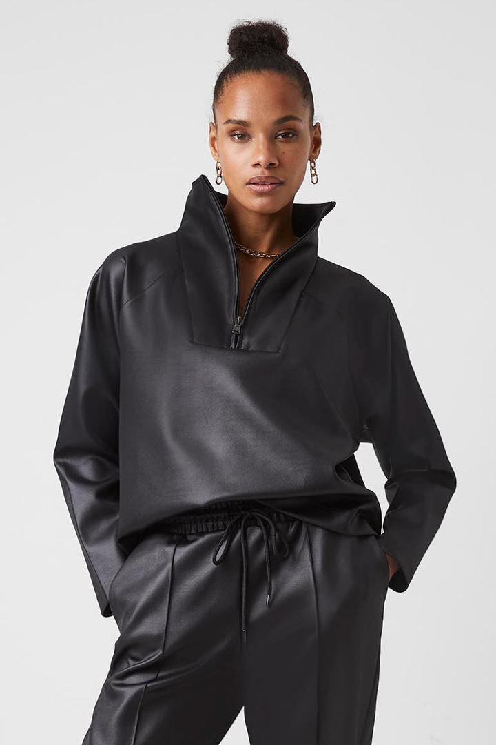 French Connection Maka Leather Look Jersey Top