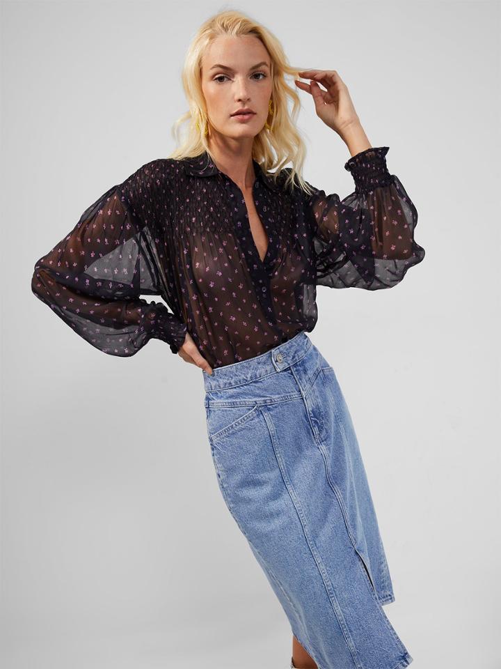 French Connection Augustine Recycled Crinkle Smock Top