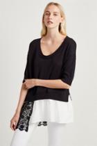 French Connenction Fulaga Lace Knit Scoop Neck Jumper