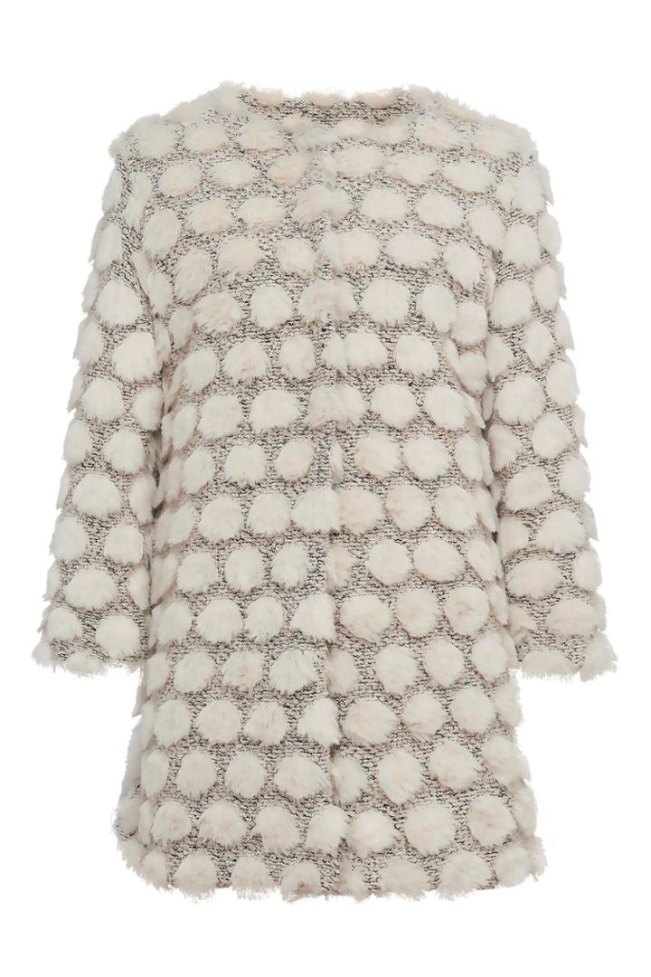 French Connection Bubble Fur Collarless Jacket