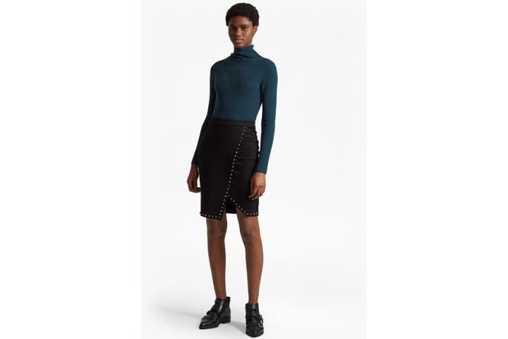 French Connection Lula Rhinestone Wrapover Pencil Skirt