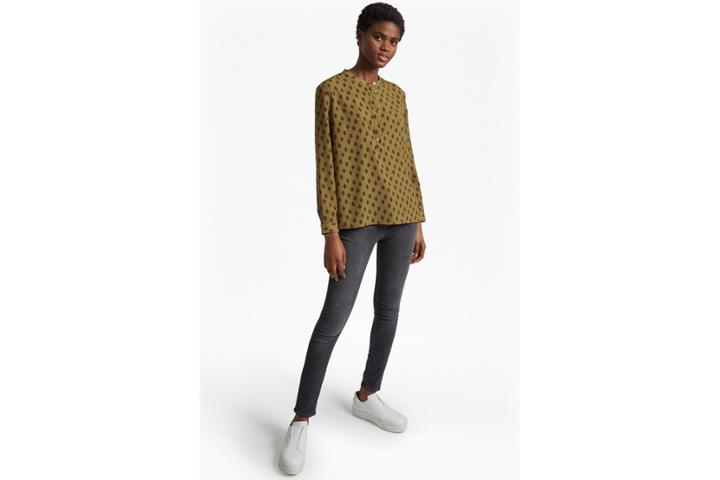 French Connection Elise Crepe Light Collarless Shirt