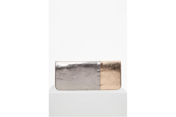 French Connection Metallic Fold Over Clutch