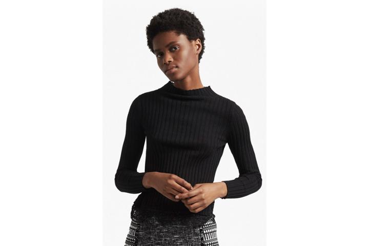 French Connection Nicola Knits Lace High Neck Jumper