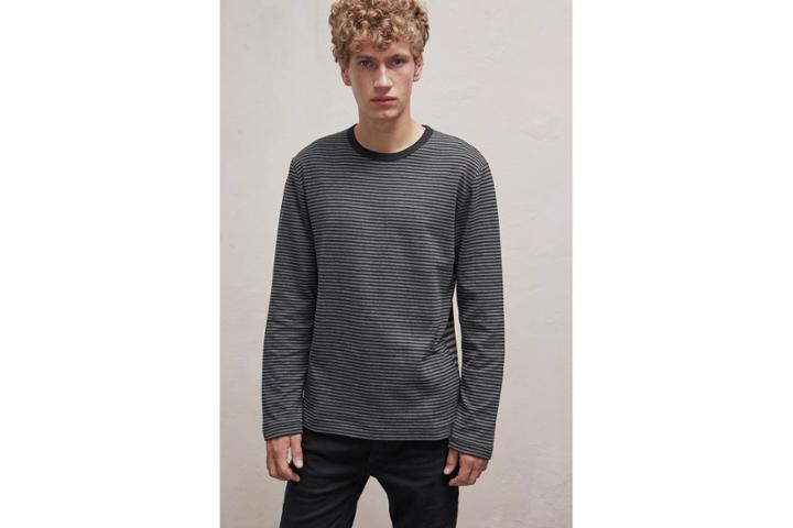 French Connection Double Face Alt Stripe Crew Neck Top