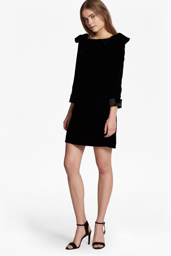French Connection Nova Velvet Bow Detail Tunic Dress