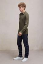 French Connenction Textured Knit Long Sleeved Polo Shirt