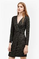 French Connection Cheetah Jacquard Wrap Front Dress