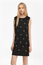 French Connection Midnight Satin Eyelet Tunic Dress
