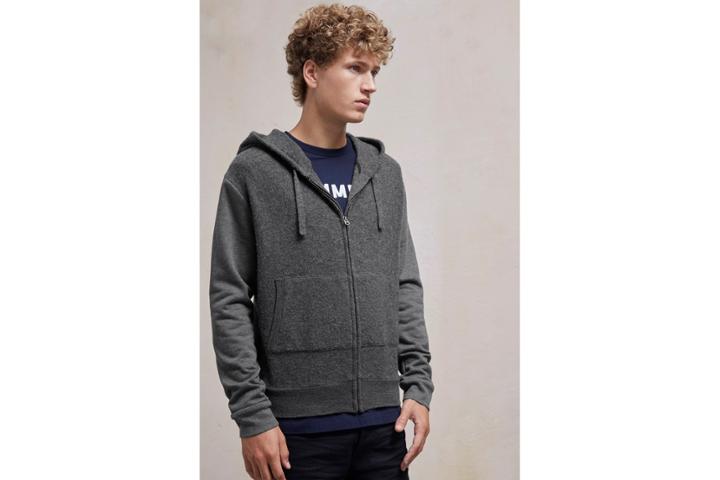 French Connection Boiled Sweat Knit Hybrid Hoody Sweatshirt