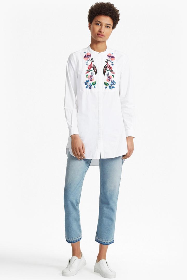French Connection Rothko Cotton Embroidered Shirt