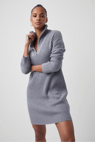 French Connection Lana Knits Half Zip Dress