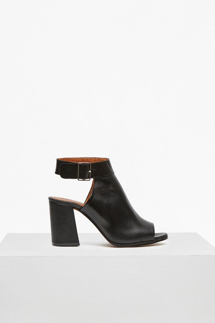 French Connection Cut Out Heeled Leather Booties
