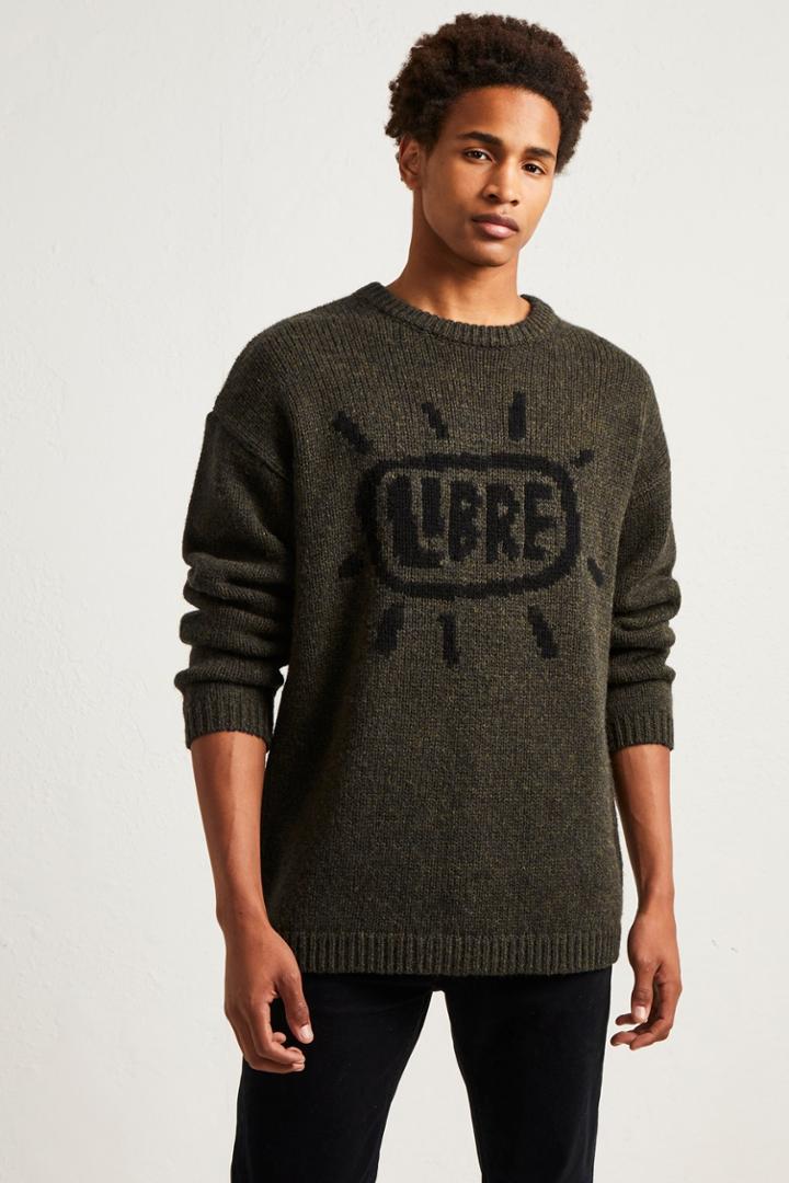 French Connenction Libre Shetland Intarsia Knit Slogan Jumper