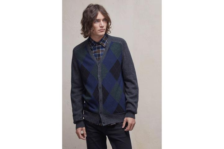 French Connection Argyle Front Lambswool Cardigan