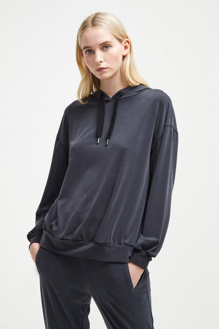French Connenction Washed Cupro Jersey Hoodie