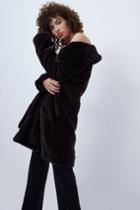 French Connection Banna Long Faux Fur Coat