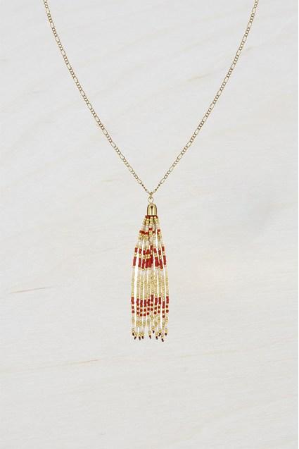French Connenction Beaded Tassel Necklace