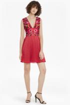French Connenction Alice Lace Embroidered V Neck Dress