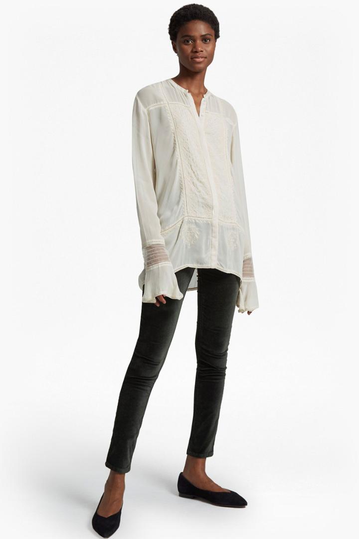 French Connenction Hillary Sheer Collarless Shirt