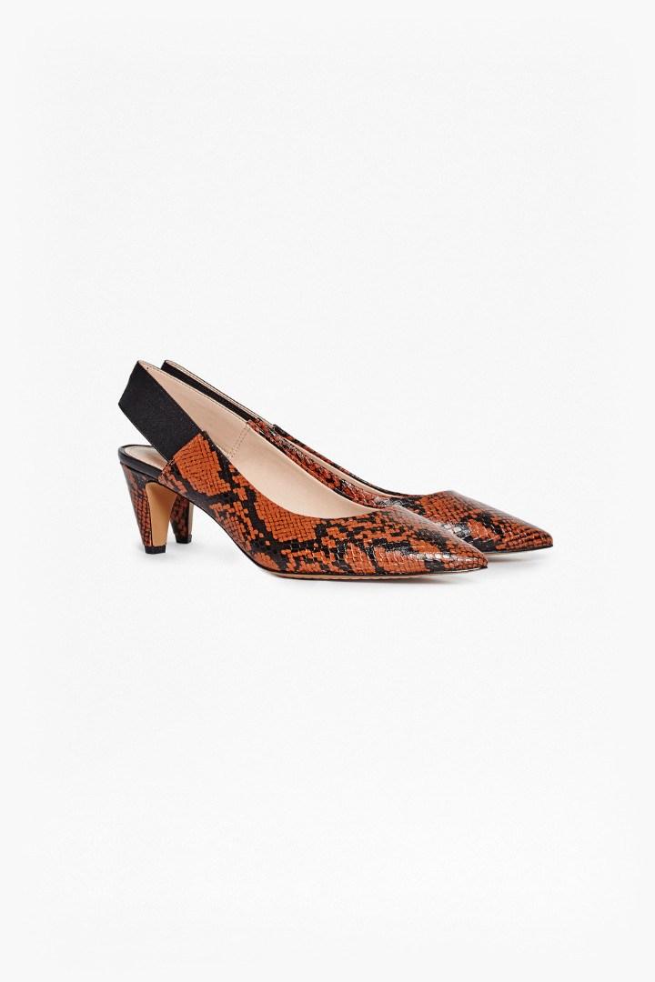 French Connection Kourtney Snakeskin Look Slingbacks