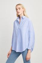 French Connenction Chambray-linen Blend Popover Shirt