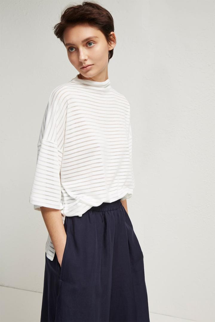 Fcus Beka Sheer Rib High Neck Top