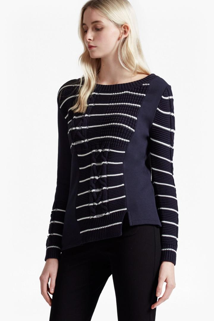 French Connection Striped Cable Knit Jumper